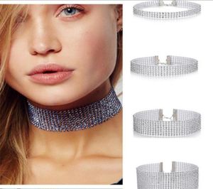 Damesmode Bruids Strass Kristal Ketting Sieraden Goedkope Chokers Ketting Voor Vrouwen Zilverkleurige Diamant Statement5545358