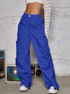 Femmes mode Cargo pantalon rue rabat poche élastique jambe large Baggy Parachut pantalon taille haute Hip Hop pantalons de survêtement 240201