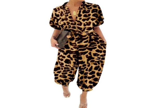 Femmes Fashion Fashion Casual Leopard Print Jumps Cuit Playsuit Rompers Plus taille Harajuku automne Summer8435308