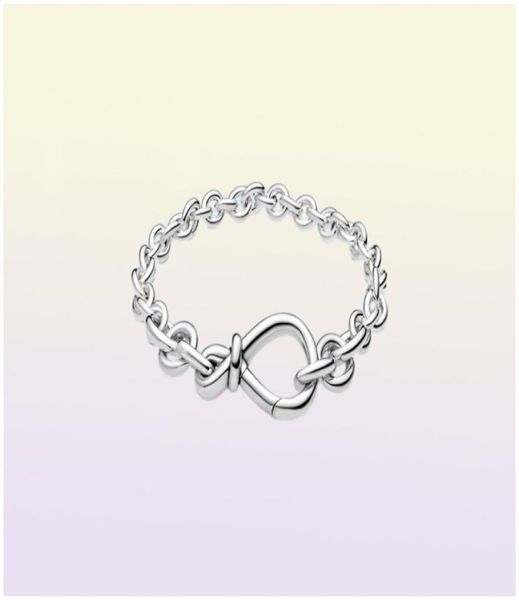 Femmes Mode Chunky Infinity Knot Chain Bracelets 925 Sterling Silver Femme Bijoux Fit Perles Design De Luxe Charm Bracelet Lady Cadeau Avec Boîte Originale8104010