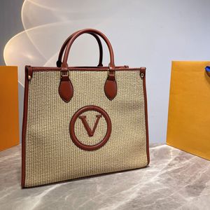 Femmes mode classique fourre-tout sac lettre impression sacs à main Kints sac à provisions décontracté grand fourre-tout paille sacs de plage