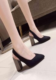 Escarpins brodés bloc de couleur pour femmes, sandales de marque de styliste, semelles intérieures en peau de mouton, bout pointu, chaussures à talons hauts 20213000000