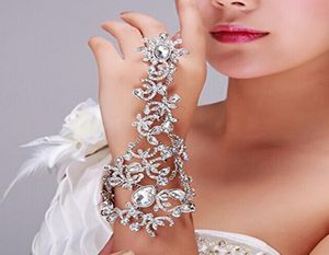 Bracciale con strass di cristallo moda donna bracciale catena da sposa guanto da sposa catena a mano gioielli di lusso braccialetti da polso da sposa1866458