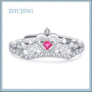 Damesmode Zirkonia Kroonringen Rose goud/geplatineerd Verstelbare ringen Designer Sieraden Rode imitatie diamanten ringen Cadeau