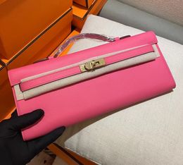 dames modeontwerper dinertas 31 cm schattige koppeling handtas epsom lederen handgemaakte kwaliteit roze groene kleur vele kleuren snelle levering