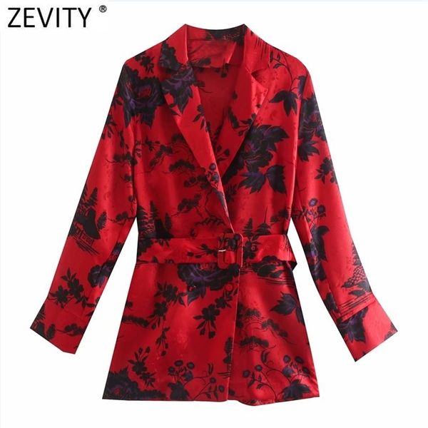 Femmes Mode Fleur Imprimer Rouge Smock Blouse Bureau Lady Ceintures Chemises Casual Chic Business Kimono Blusas Tops LS7650 210420