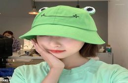 Femmes Fashion Frog Bucket Hat Femme Automne Summer Carton Carton Big Eyes Outdoor Randonnée Place Fishing Cap Sun16192904