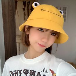 Sombrero con forma de cubo de rana a la moda para mujer, gorra de pesca para padres e hijos, productos para el sol bonitos y salvajes coreanos
