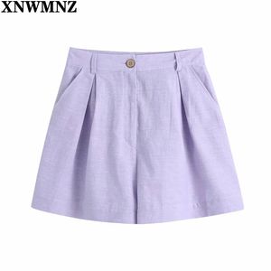 Femmes mode taille haute bermuda femme Chic Harajuku violet Zip Fly Simple loisirs Mujer court vêtements pour femmes 210520