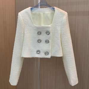 Veste Vintage à manches longues pour femmes, manteaux blancs décontractés avec boutons avant, vêtements d'extérieur chics, à la mode, 2024