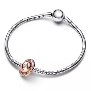 Femmes Bijoux De Mode Charmes Bracelet De Fiançailles Designer Cadeau Or Rose avec Diamants Planète DIY fit Pandora Bracelets avec Boîte En Gros