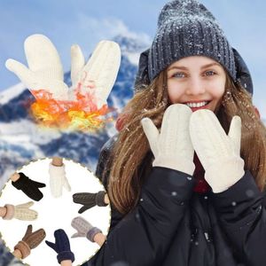 Vrouwen mode gebreide twist bloemen wanten winter vrouwelijke wol plus kasjmier fluweel verdikking warme volle vingerhandschoenen guantes fy3892 wly935