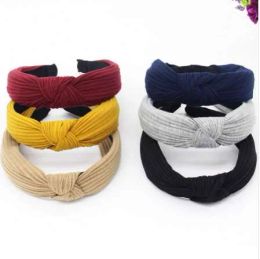 Damesmode Geknoopt Effen Kleur Hoofdband Hoepel Meisje Twist Snoep Kleur Haarband Leuke Strik Knoop Cross Tie Headwrap Haarband Hoepel ZZ