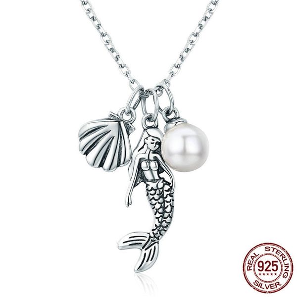 Collar de moda para mujer, colgante de sirena con perlas naturales, joyería llamativa para regalo 210721