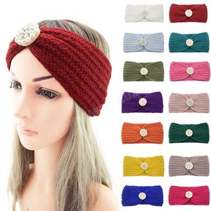 Femmes mode perles tricoté bandeau automne hiver chaud élastique bandes de cheveux oreille plus chaud large laine chapeaux cheveux accessoires