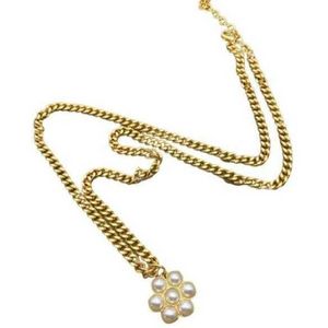 Vrouwen mode hanger ketting nieuwe parelbloem kettingen designer sieraden dames goudketen voor feestgeschenken accessoires letters d2211012f