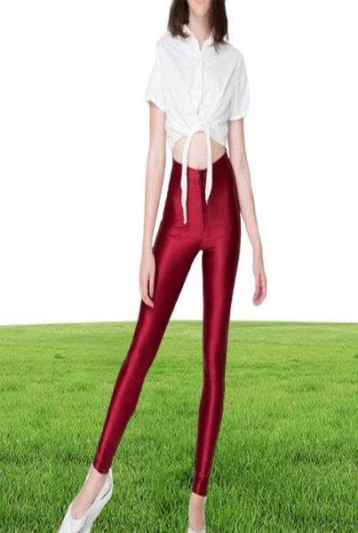 Fashion Fashion Plus taille xxl 2017 toute nouvelle taille haute couleur bonbon coloré brillant pantalon disco américain un pantalon d'entraînement au crayon 1794221