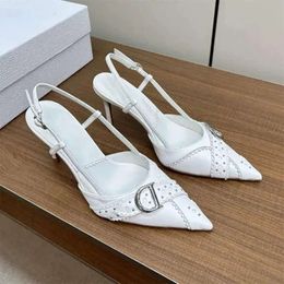 Mujeres Sandalias de punta puntiaguda zapatos de verano sexy tacones altos cono de hebilla de hebilla