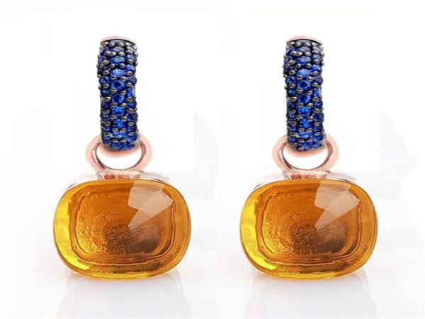 Boucles d'oreilles en or Rose pour femmes, plaqué noir, Zircon bleu, cadeau, 14 couleurs, 2110148669163