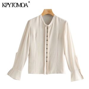 Femmes Mode Semi-transparent Bouton-up Blouses O Cou À Manches Longues Chemises Femme Chic Tops 210420