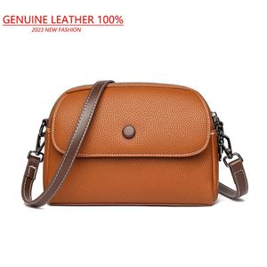 Sac d'épaule de mode pour femmes 100% en cuir sincère doux décontracté croix de luxe Design dames portefeuille téléphone mobile 240402