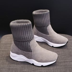 Women Fashion Sock Boots Ankle Boots Dames Soft Draaide Snow Boots Women Bur Plush Platform Shoes Y200915