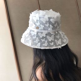 Vrouwen Mode Effen Kleur Hoed Zomer Outdoor Zon Cap Vlinder Holle Mesh Ademend Caps Persoonlijkheid Vintage Brede Brav Hoeden