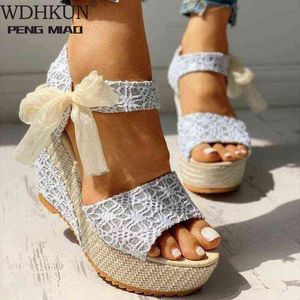 Vrouwen mode zomer platform wedge sandalen enkelriem vis mond espadrilles sandalen sandalias femininas sandalen sandales y220209