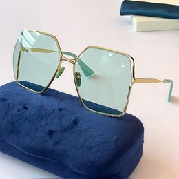 Damenmode-Sonnenbrille 0817, grüne Linse, quadratisch, dünn, Metall-Halbrahmen-Sonnenbrille, Einkaufsbrille, hohe Qualität, mit Originalverpackung, Set 0817S