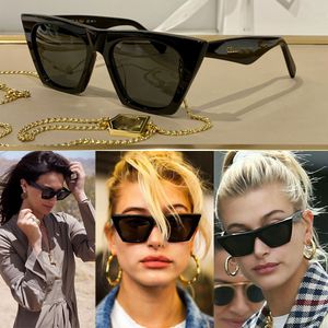 Dames mode zonnebril 41468 kat oogstijl acetaat frame vrouwen gepersonaliseerde buiten zonnebril Franse mode klassieke baanstijl met ketting