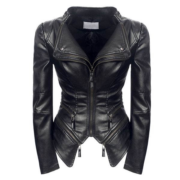 Femmes mode moto style veste en cuir 2020 printemps automne femme PU manteau vêtements d'extérieur FM021 T200828