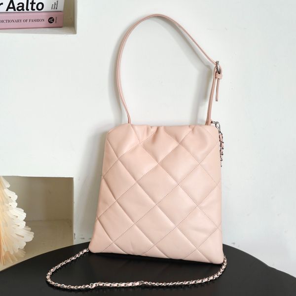 Bolso de mano a la moda para mujer, bolso de hombro, bolso de lujo de diseñador, bolsa de basura de Material de piel de oveja, mochila a cuadros clásica de diamante de gran capacidad trash bag