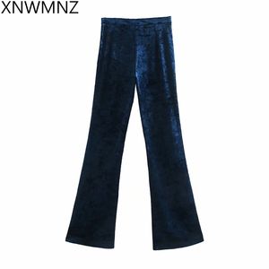 Pantalon évasé en velours pour femmes, taille haute, taille haute, avec ourlets invisibles, fermeture éclair latérale, Slim Flare, 210520