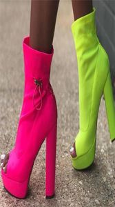 Femmes fashoin peep toe plate-forme haute talon chunky bottes courtes bandage rouge bandage épais talons hauts chaussures de cheville chaussures de robe 9076560