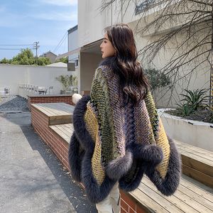 Vrouwen faux fur cape sjaal sjaal wol breien Koreaanse stijl mantel jas Aziatisch kostuum lange poncho mujer