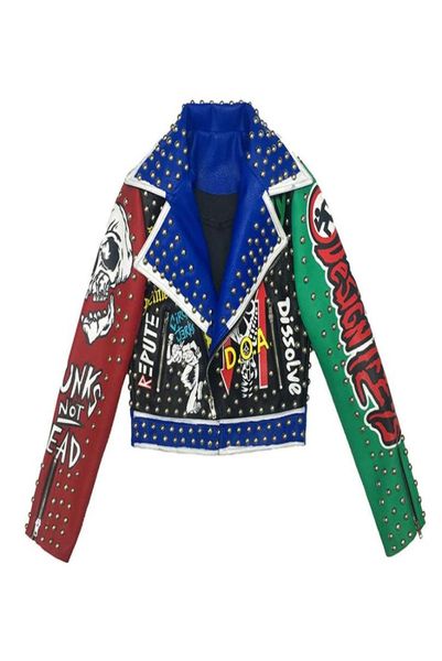 Women Faux Chaqueta de cuero Biker Rock Punk Estilo de chaquetas cortas Cortadas Motorcyle PU Cubas y chaquetas para mujer W3184512597