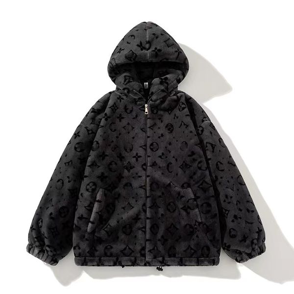 Women fur coat Prendas de abrigo de piel de oveja sintética Abrigos Abrigo de piel de gamuza para mujer Semana de la moda callejera Marca de lujo Gardient Recortada Abrigo corto con capucha mullido y cremallera para mujer Grueso Cálido