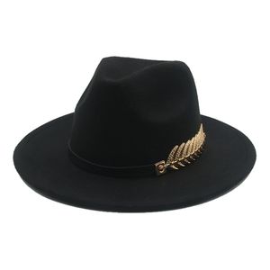 Femmes fedora ceinture décontractée large bord feutré classique panama hommes casquettes noir chameau formel église mariage jazz hiver chapeaux