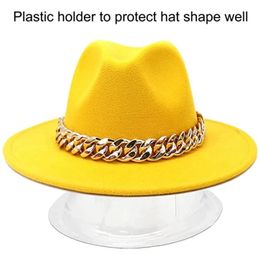 femmes fedoras golden chaîne fedora chapeau femmes hommes largeur rondol coloride jazz top chapeau automne hiver panama chapeau gentleman chapeau 240322