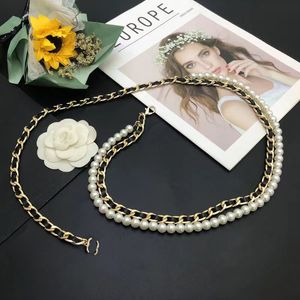 Femme Femme Diamond Thin Designer Chain de conception ceinture perle Gol Gold Le cuir décoratif