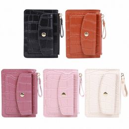Mujeres Fi Short Wallet Multi-Slot Casual Mey Wallet Color Sólido Mini Bolsa de monedas Bolsa diaria para damas V7eA #