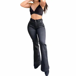 Vrouwen Uitlopende Jeans Denim Broek Bodem Recht Midden Taille Stretch Fi Vrouwelijke Flare Broek Y2k Vrouwen Streetwear S-3XL U1yJ #