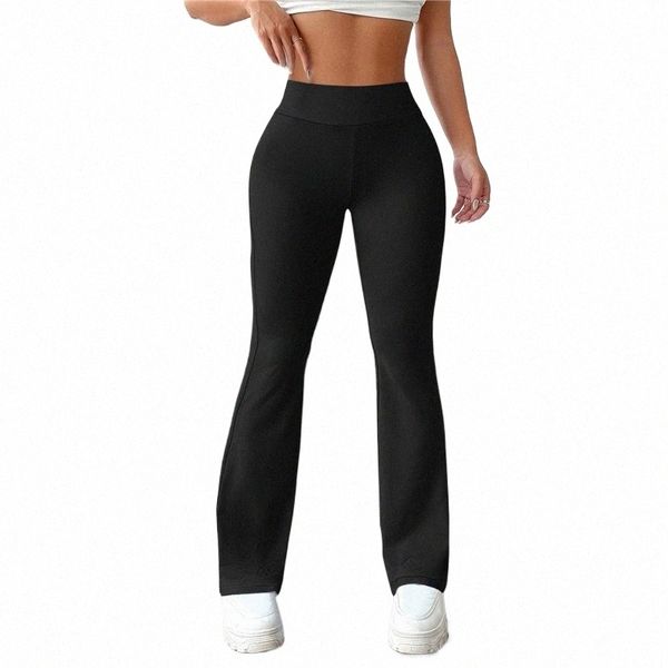 Mujeres Leggings acampanados Pantalones de yoga Mujeres Cintura alta Pantalones de pierna ancha Gimnasio Deportes Pantalón acampanado negro Tallas grandes Pantalones de baile 2023 Nuevo C4FE #