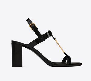 Sandales plates pour femmes chaussures Cassandra tongs à talons hauts en cuir véritable sandales gladiateur en métal doré design de luxe sandaies à talon bloc avec boîte 35-43