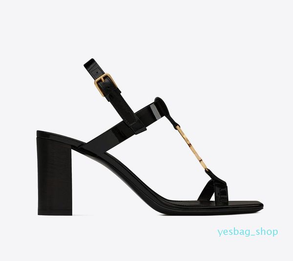 Femmes sandales plates chaussures Cassandra tongs à talons hauts en cuir véritable or métal gladiateur sandales design de luxe bloc talon sandaies pas de boîte 35-41