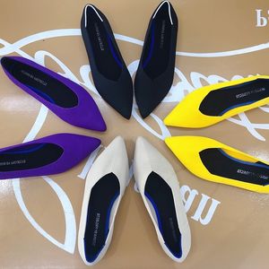 Vrouwen flats dans 622 stretch gebreide gemengde kleur mocassins ademende gezellige werkschoenen korte mode dames licht rijtjes loafers 230411