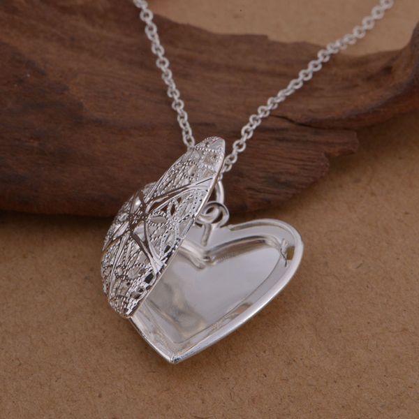 Femmes flottant serrure coeur pendentif collier 925 argent plaqué coeur chaîne collier cadeau pour amour ami de haute qualité