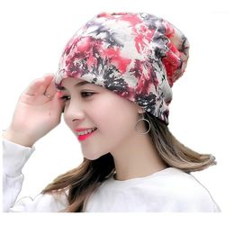 Chapeau de chimio pour femmes, motif Floral, bonnet, écharpe, Turban, casquette en coton, décontracté, ajusté, tricoté, haute qualité, 1239Y