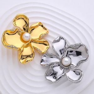 Dames bloem broche goud zilveren kristal parelbloembroches pak revers pin mode sieraden