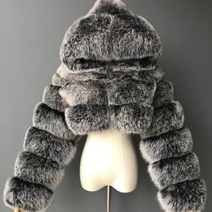 Dames pluizig namaakbontjas bijgesneden jas pufferjack met rits winter warm donzig teddyjack